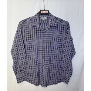 Neiman Marcus Men's Size XL‎ Cotton Lg Sleeve Shirt Purple Grey Plaid Shirt